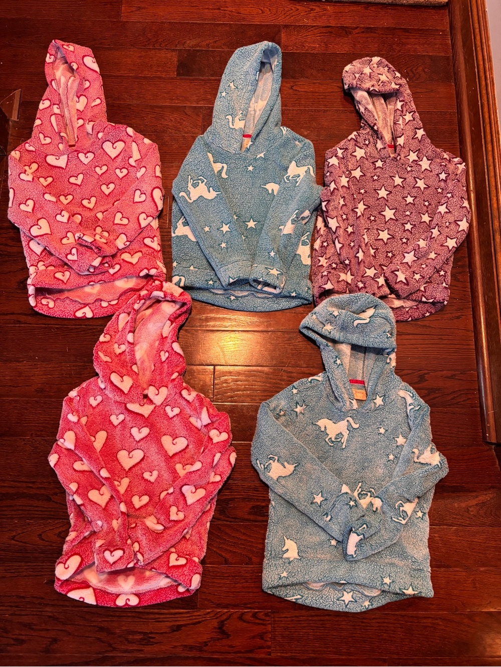 Boston Traders Pink & White Plush Hooded Girls Sweater